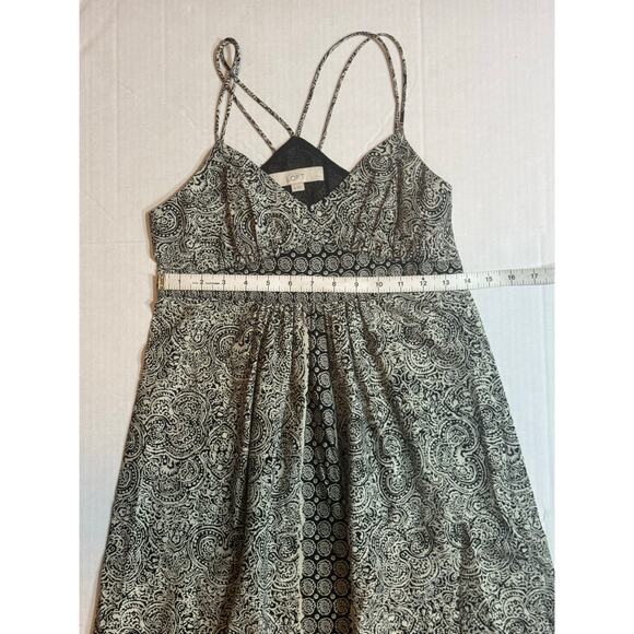 Ann Taylor Loft Maxi Dress Womens 0 Long Boho Bohemian Batik Cream Black Neutral - Picture 10 of 10